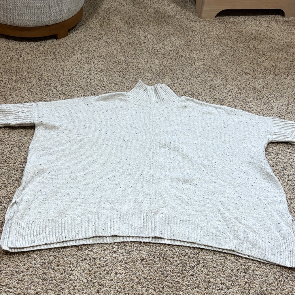 Loft White Speckled Mock Neck Sweater